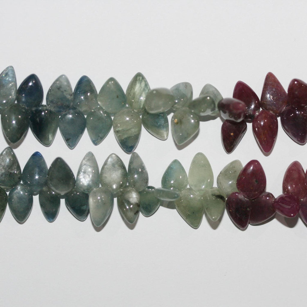 Cuentas de punta de lanza lisas de zafiro múltiple de 8" (11 x 7 mm). Aprox. - Hilo de 19 cm.