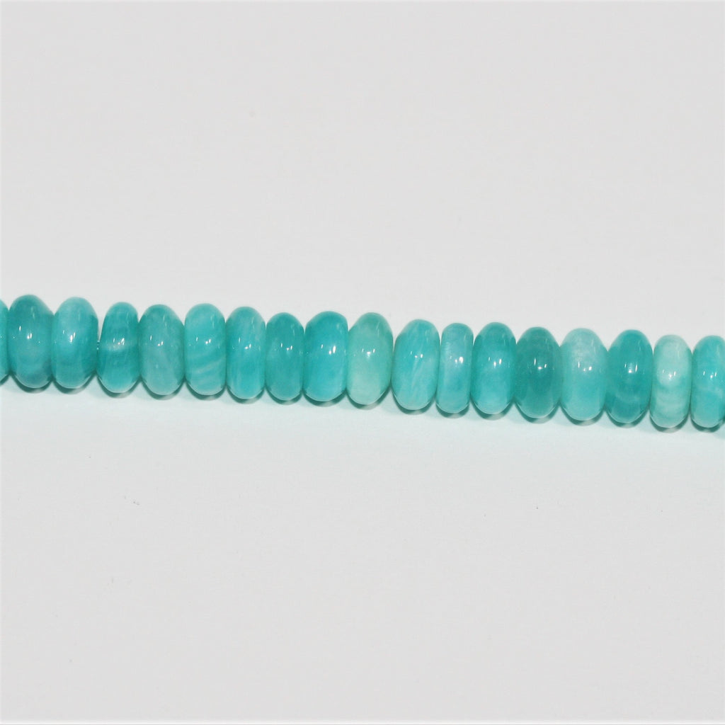 Cuentas redondas lisas de amazonita de 16", 9 x 4 mm. Aprox. - Hilo de 40 cm.