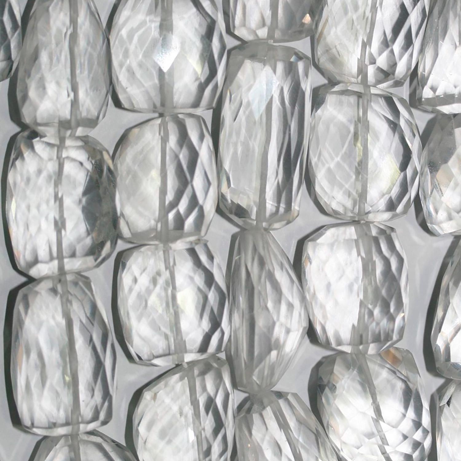 Perles de cristal de roche facettées en forme de pépites, 15 pouces (environ 37 cm), longueur 37 cm.