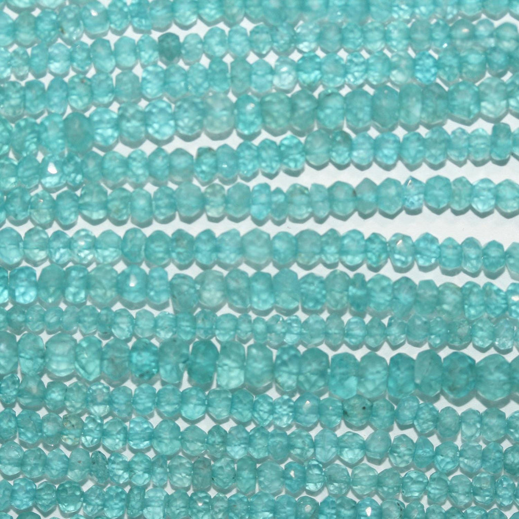 12" St  Blue Apatite Faceted Rondelle Beads 4x2mm.-Strand 31cm.