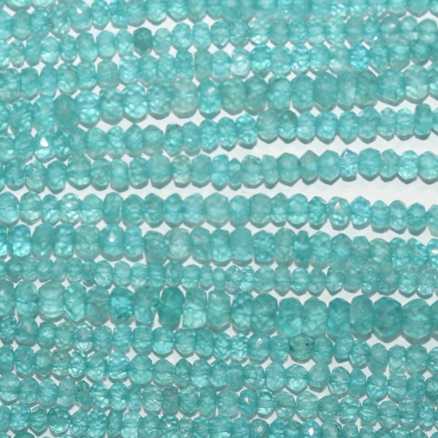 12" St  Blue Apatite Faceted Rondelle Beads 4x2mm.-Strand 31cm.