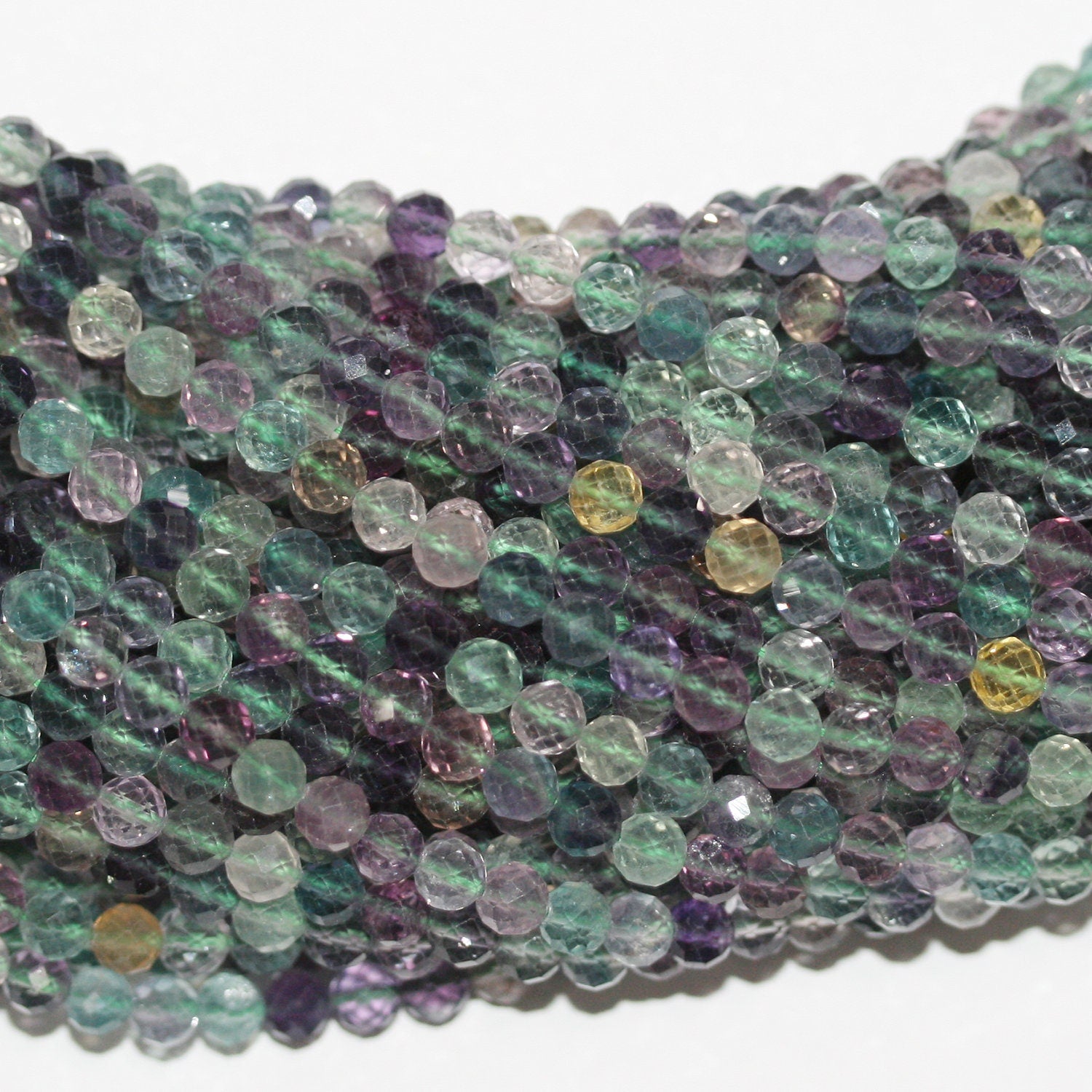 15" St Fluorite Facettée Rondes Perles 5mm.-Rig 39cm.