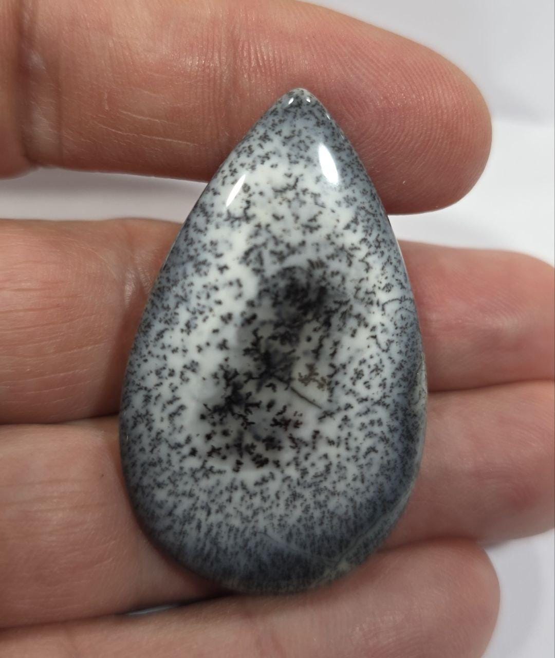 Big Dendritic Agate Smooth Drop Cabochon 43.7x26.5m. (37.8ct.)