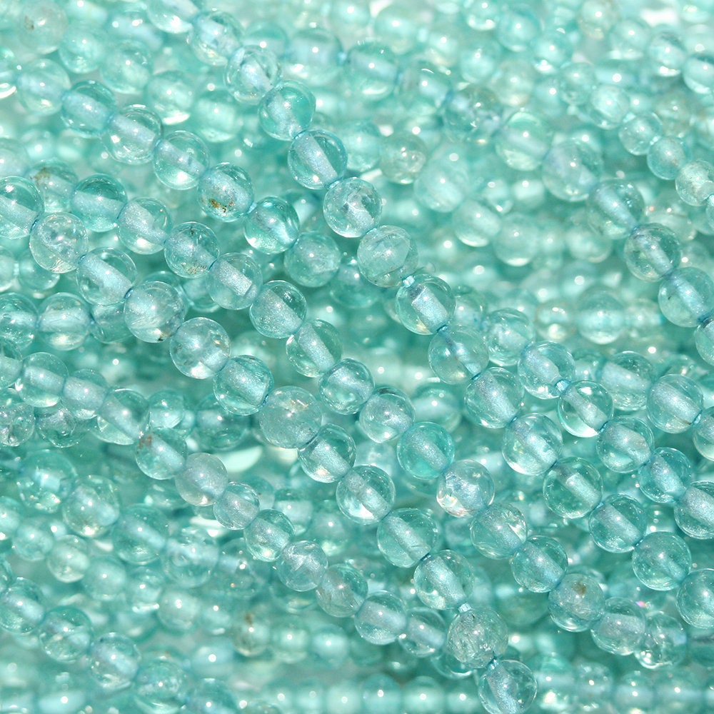 14" St Apatite Smoorh Round Beads 2-3mm.- Strand 37cm