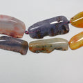 Cuentas planas irregulares de ágata multicolor de 43,28 cm (17"), 44 x 22 mm (aprox. - Hilo de 45 cm)