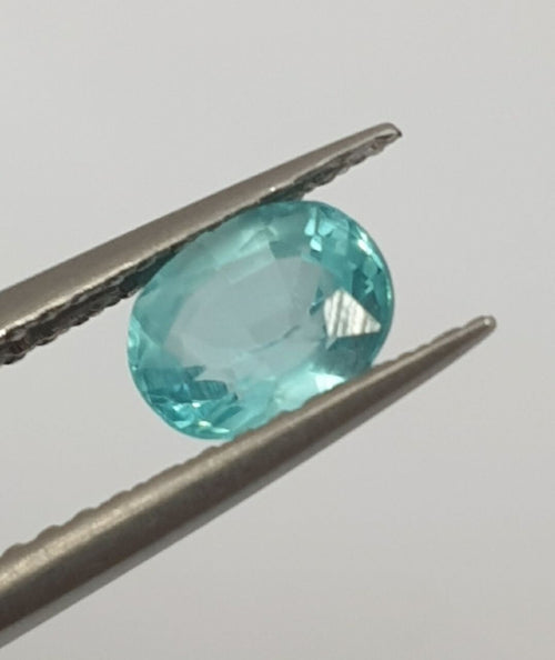 1 Pc  Natural Apatite Faceted Oval    Paraiba Color 7x5mm - Natural Untreated Stone- Rare Color Blue Green Apatite