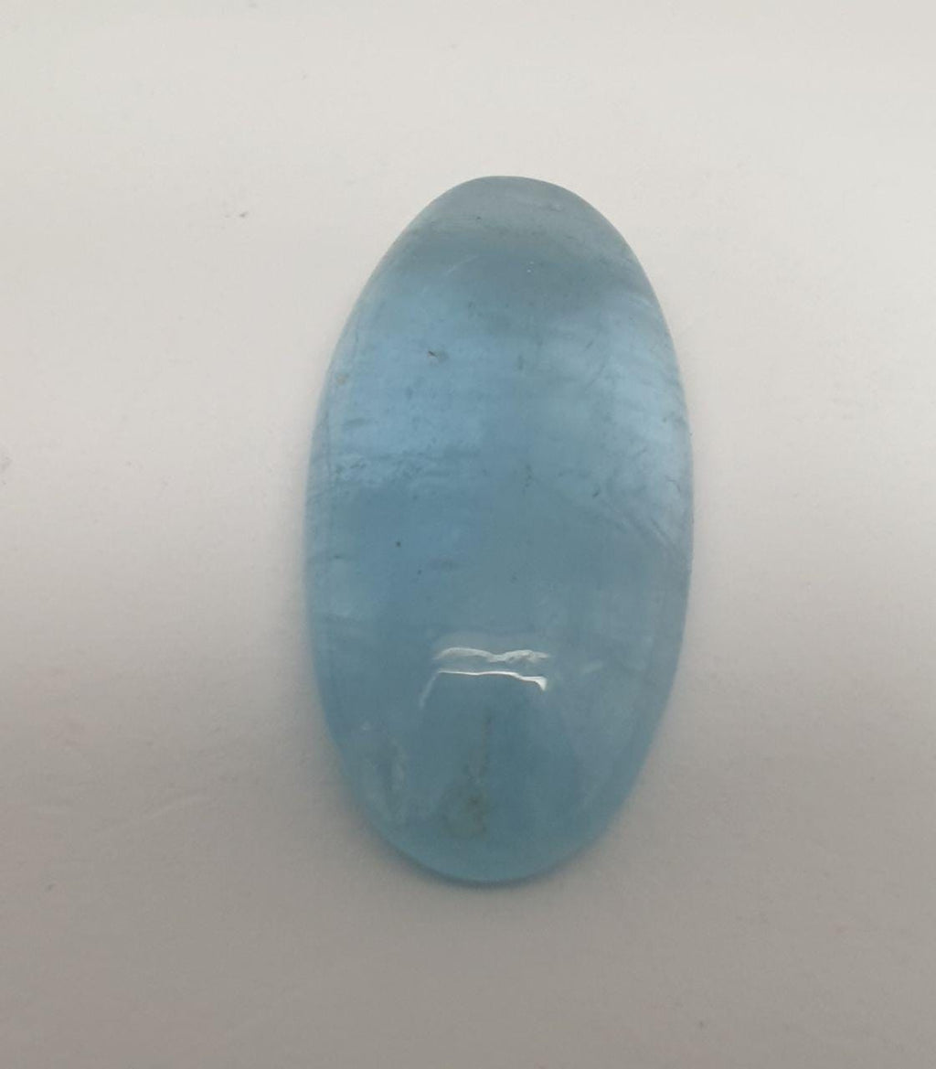Blue Great Aquamarine 21.6x10.8x5.2mm Oval Long Cabochon. Aquamarine 11.11Cts Loose Gemstone Cabochon.