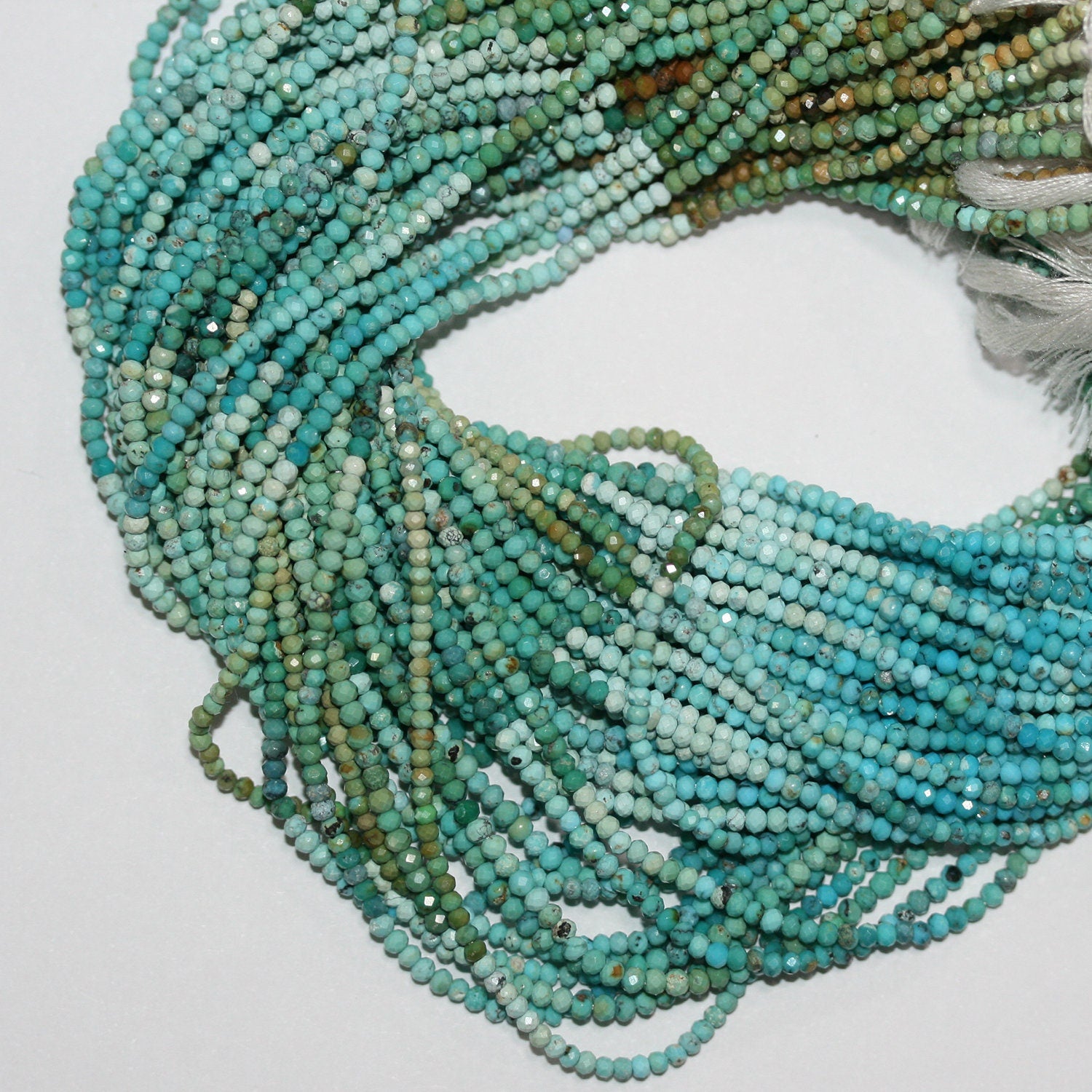 12" St Turquoise Multicolor Faceted Rondelle Beads 2x1mm.-Strand 32cm.