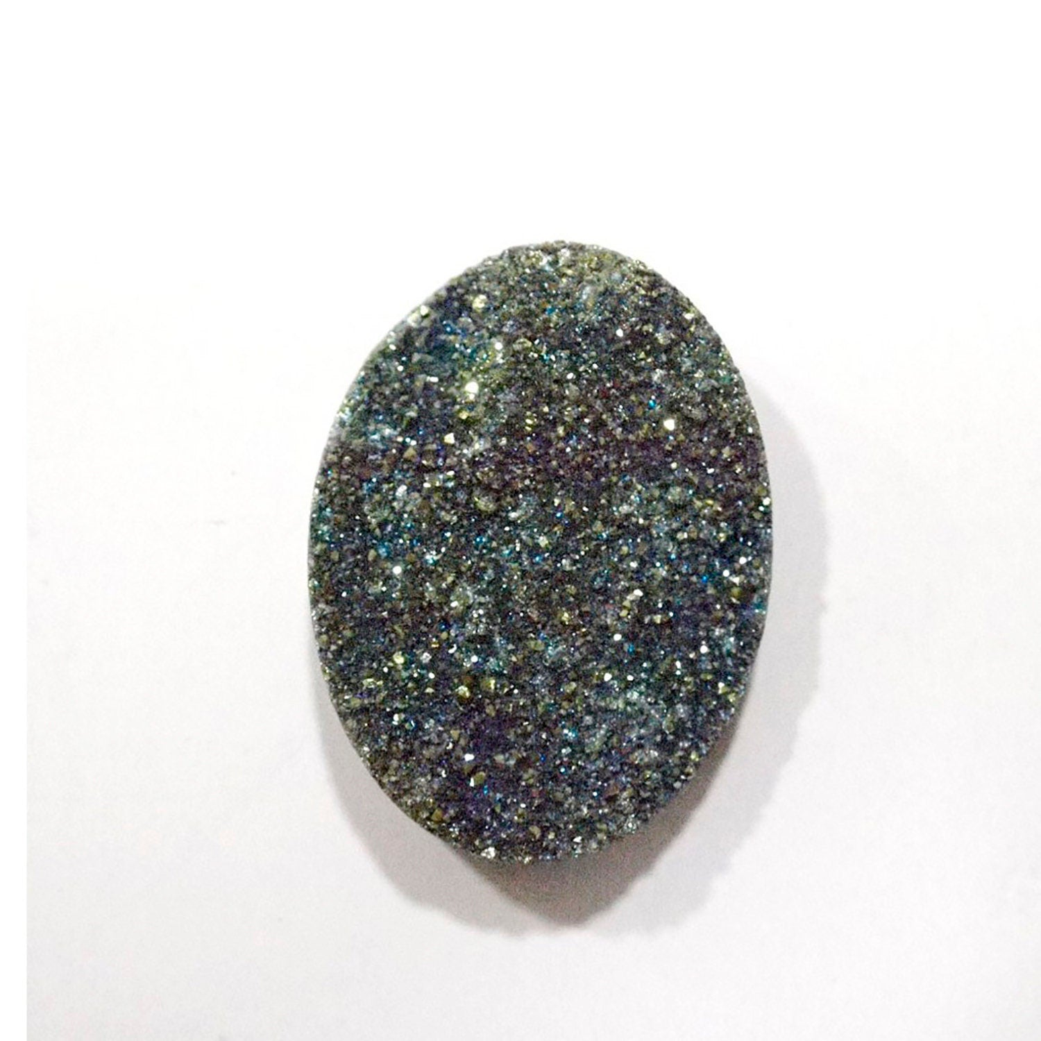 Lote de 2 cabujones ovalados de ágata drusa azul-dorada de 40 x 30 mm. (2 unidades)