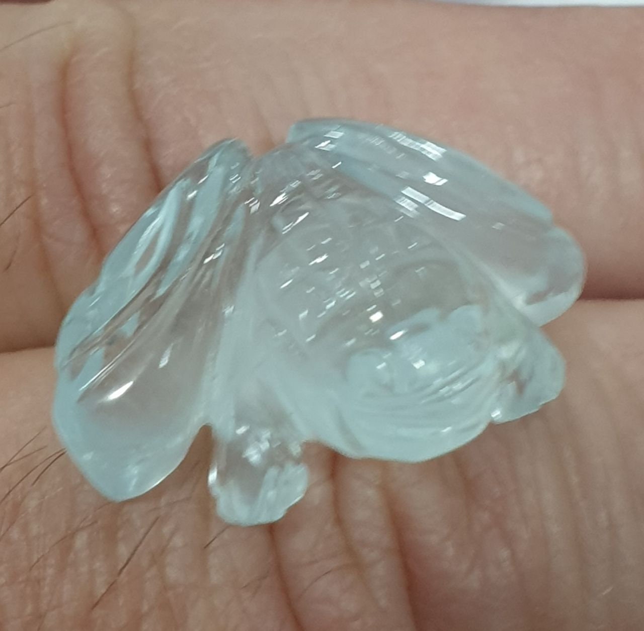 UNIQUE Carved Aquamarine Frog 24.4x18mm. One Of A kind Carving-Natural Stones-Healing Positive Power-One Of A Kind