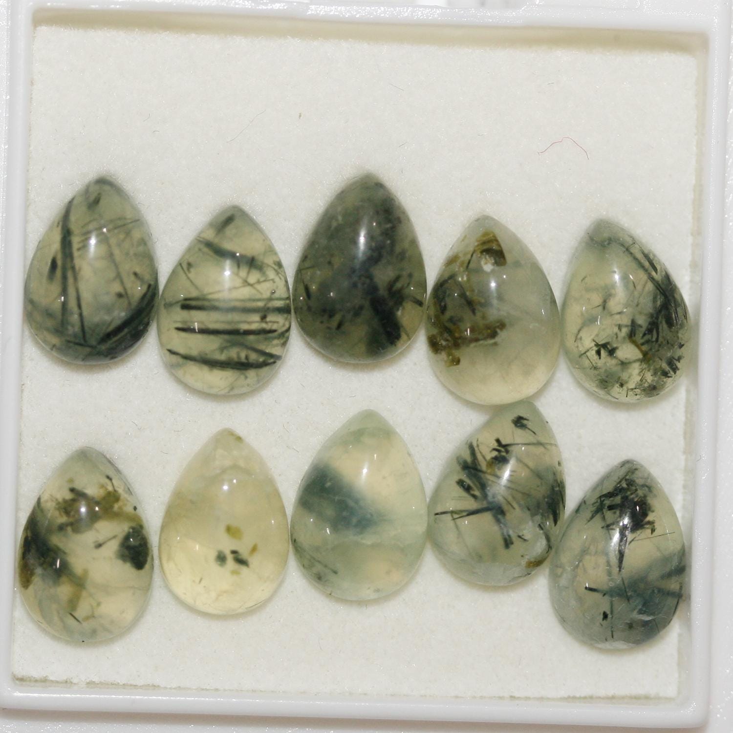 10 Pcs  Lot Prehnite Drop Cabochon 10x7mm (10 pcs)