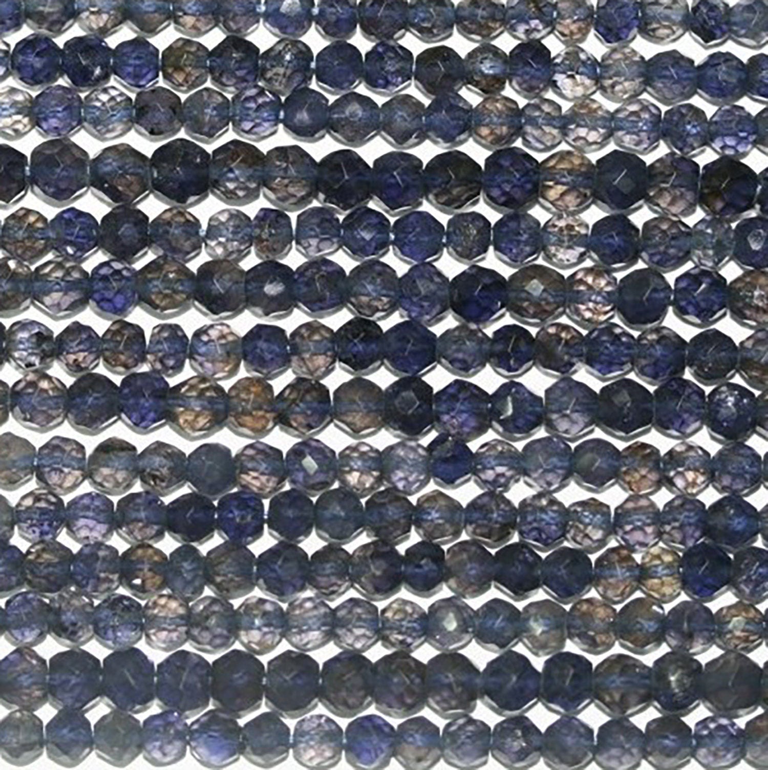 13" St Iolite Faceted Round Beads 3-4mm.-Strand 37cm