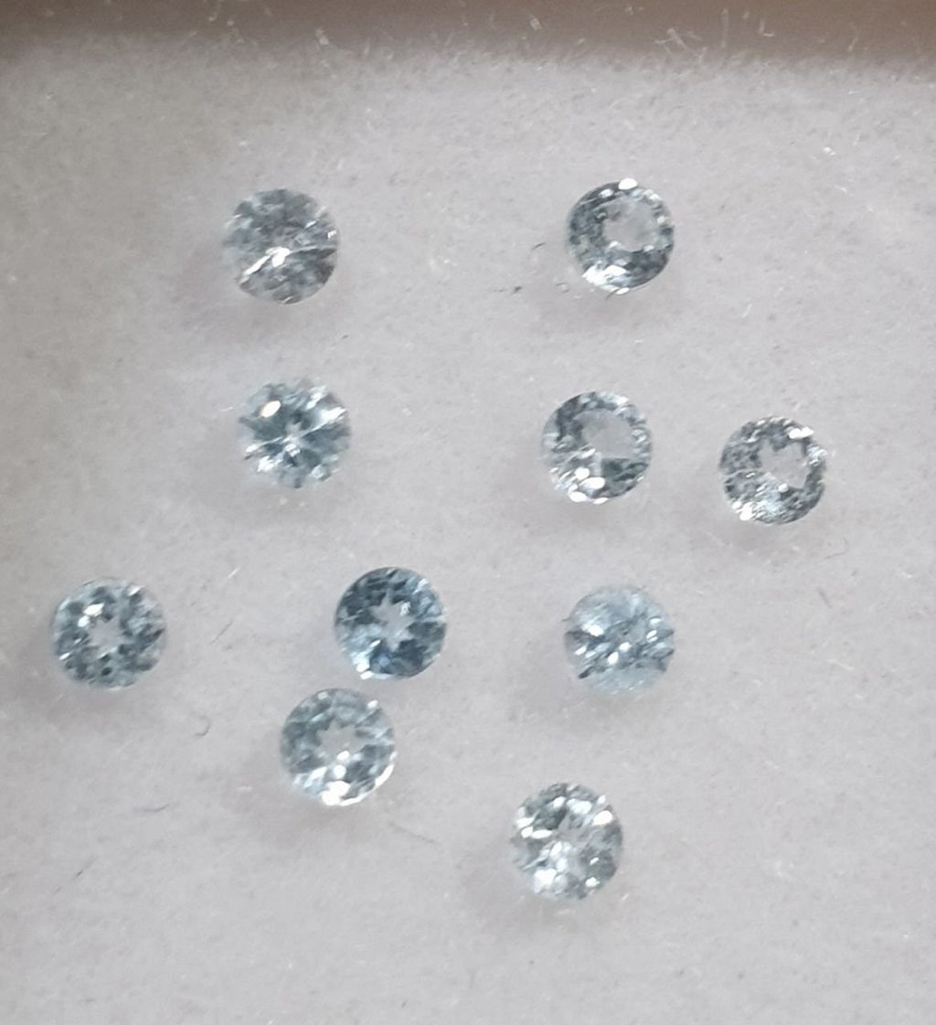 10 Pcs Lot Sky Blue Topaz Lot Faceted Round 2mm.-(10Pcs) -Gemstone Parcels-Loose Stones Wholesale Price