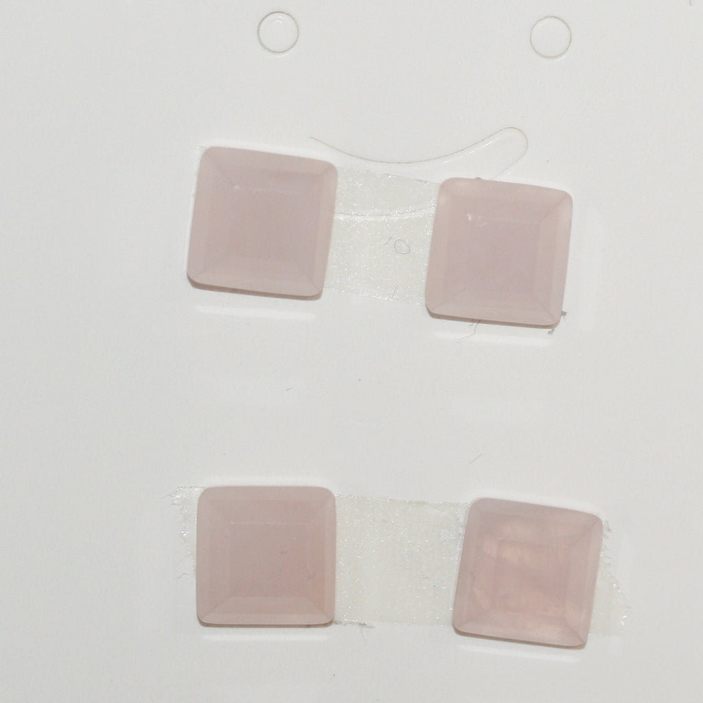 Lote de 4 cabujones de cuarzo rosa facetados de 10 mm (4 unidades)