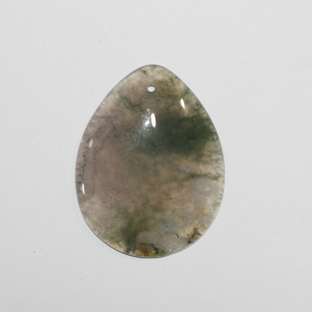 Colgante de gota lisa de ágata musgosa 53x41 mm aprox. (1 ud.)