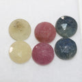 Untreated Multi Sapphire Round Faceted Calibrated Cabochons 8mm  Rose Cut -  Sapphire Lot (6 pcs)