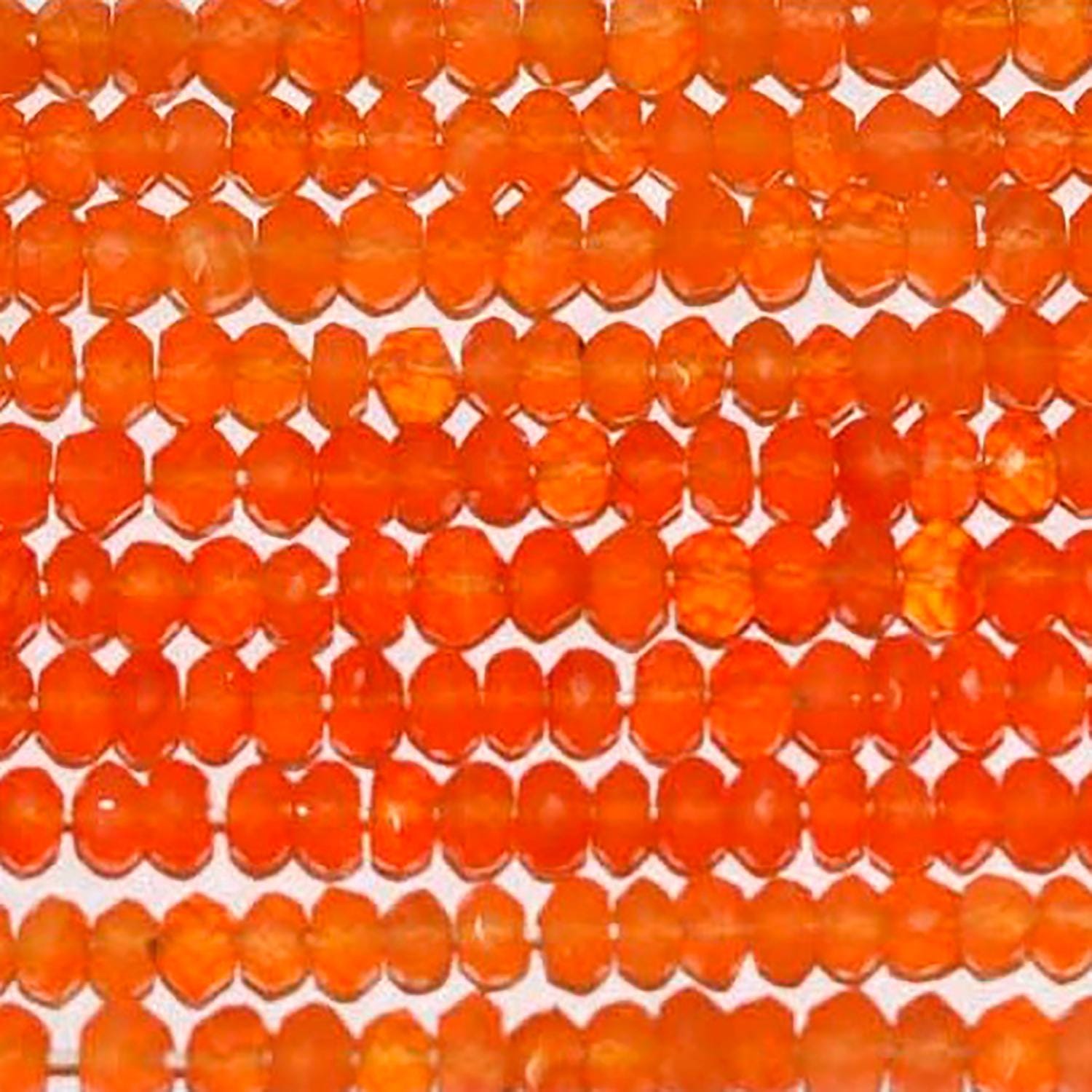 14" St Carnelian Faceted Rondelle Beads 4x2mm.-Strand 37cm.