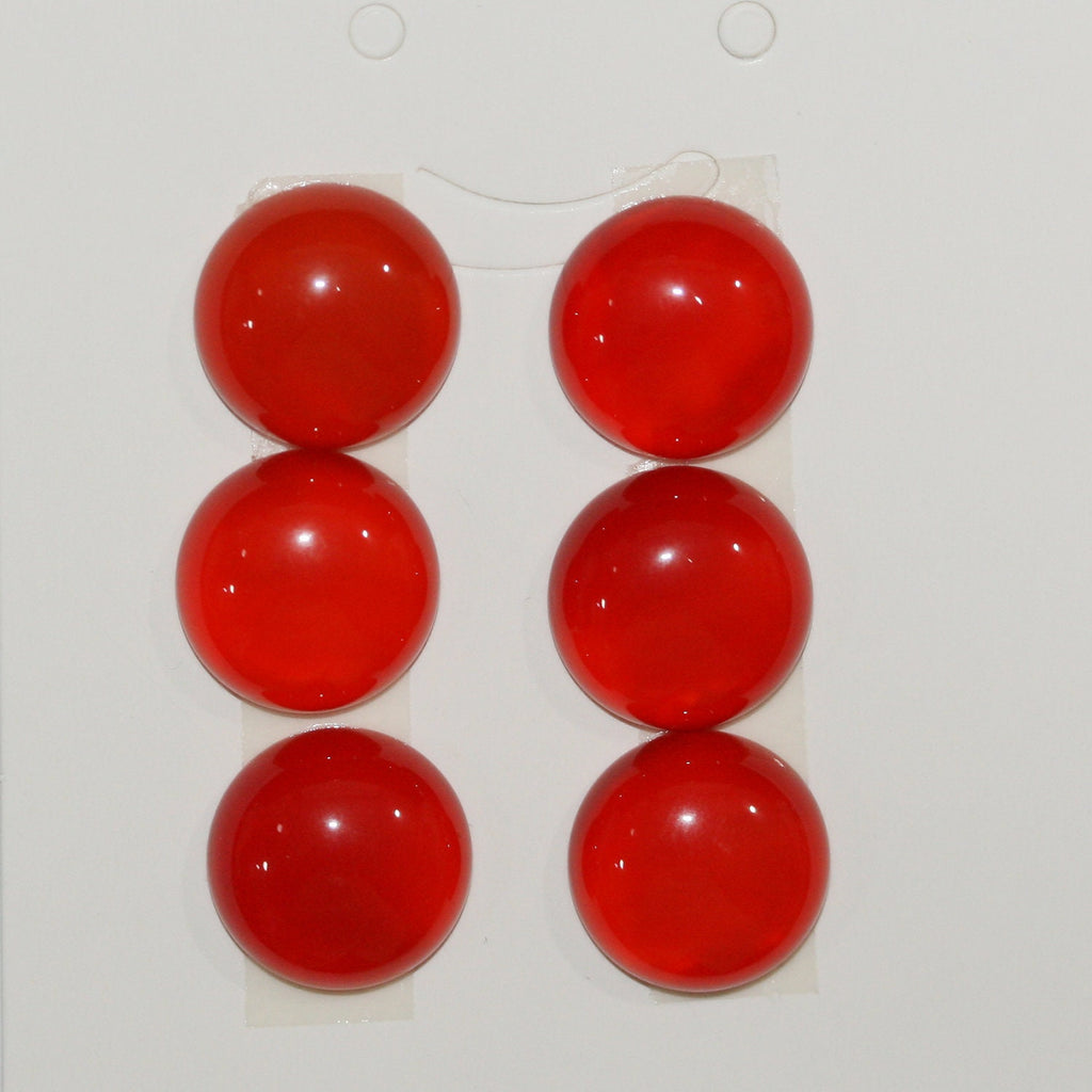 Lote de 6 cabujones redondos lisos de ágata roja de 14 mm (6 piezas)
