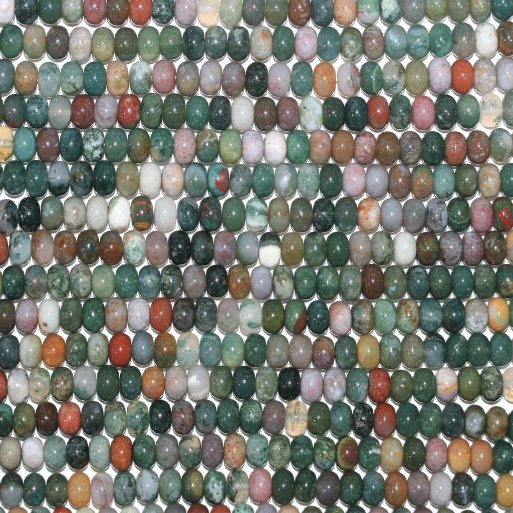 15" Perles rondelles lisses en agate indienne St 8x5mm.- Brin 38cm.