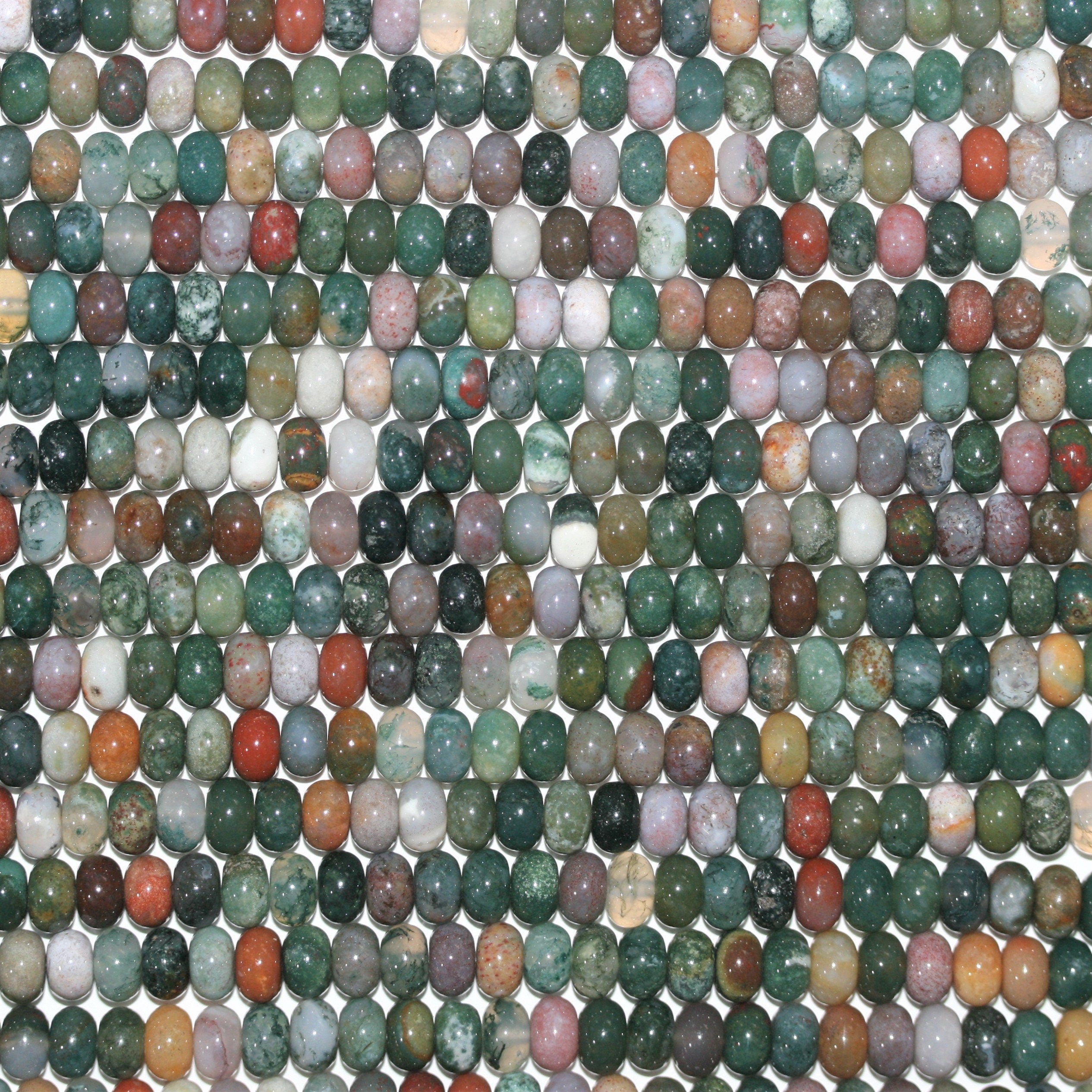 15" Perles rondelles lisses en agate indienne St 8x5mm.- Brin 38cm.