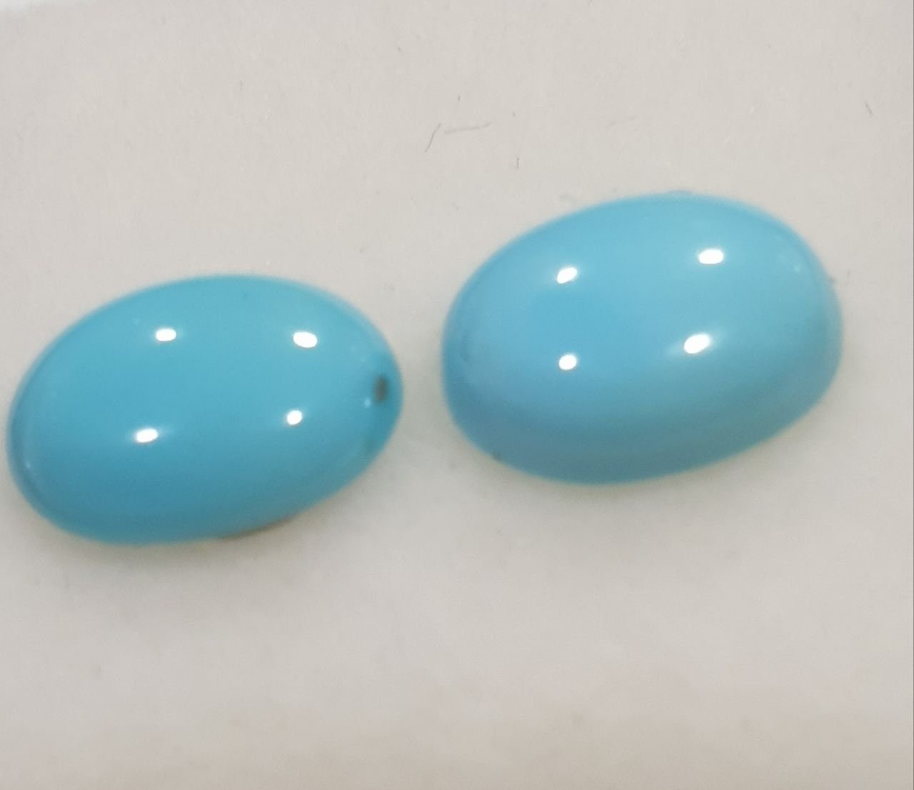 Natural Arizona Turquoise Pair Oval Cabochon 8x6mm.-(2Pcs)