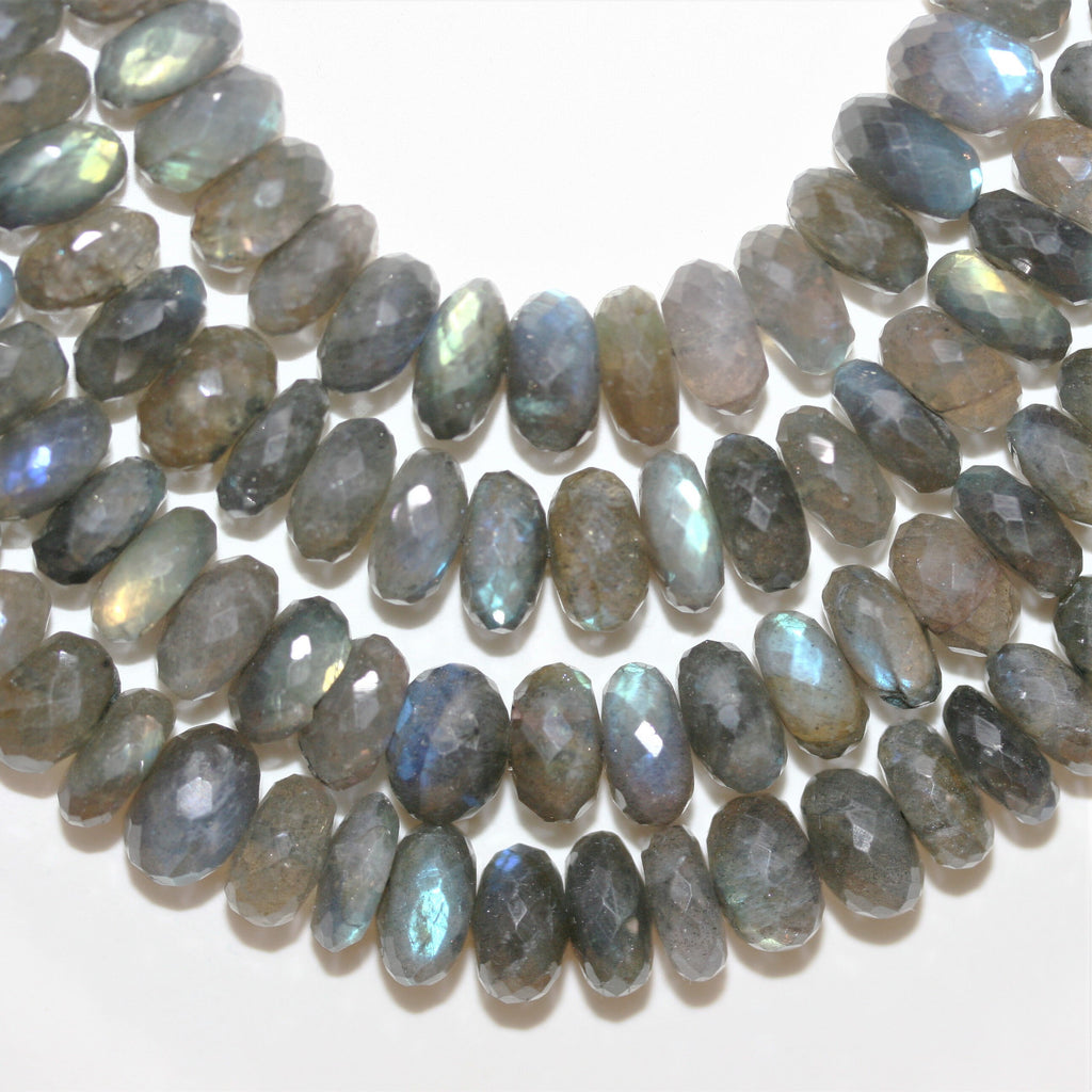 Collier de rondelles facettées en labradorite, 8,5-12 mm environ (4 rangs)