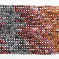 15" Perles rondes à facettes en saphir et rubis, 3 mm - Fil de 39 cm.