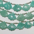 Cuentas de hoja tallada de amazonita de 7", 17 x 21 mm, aprox. - Hilo de 18 cm.