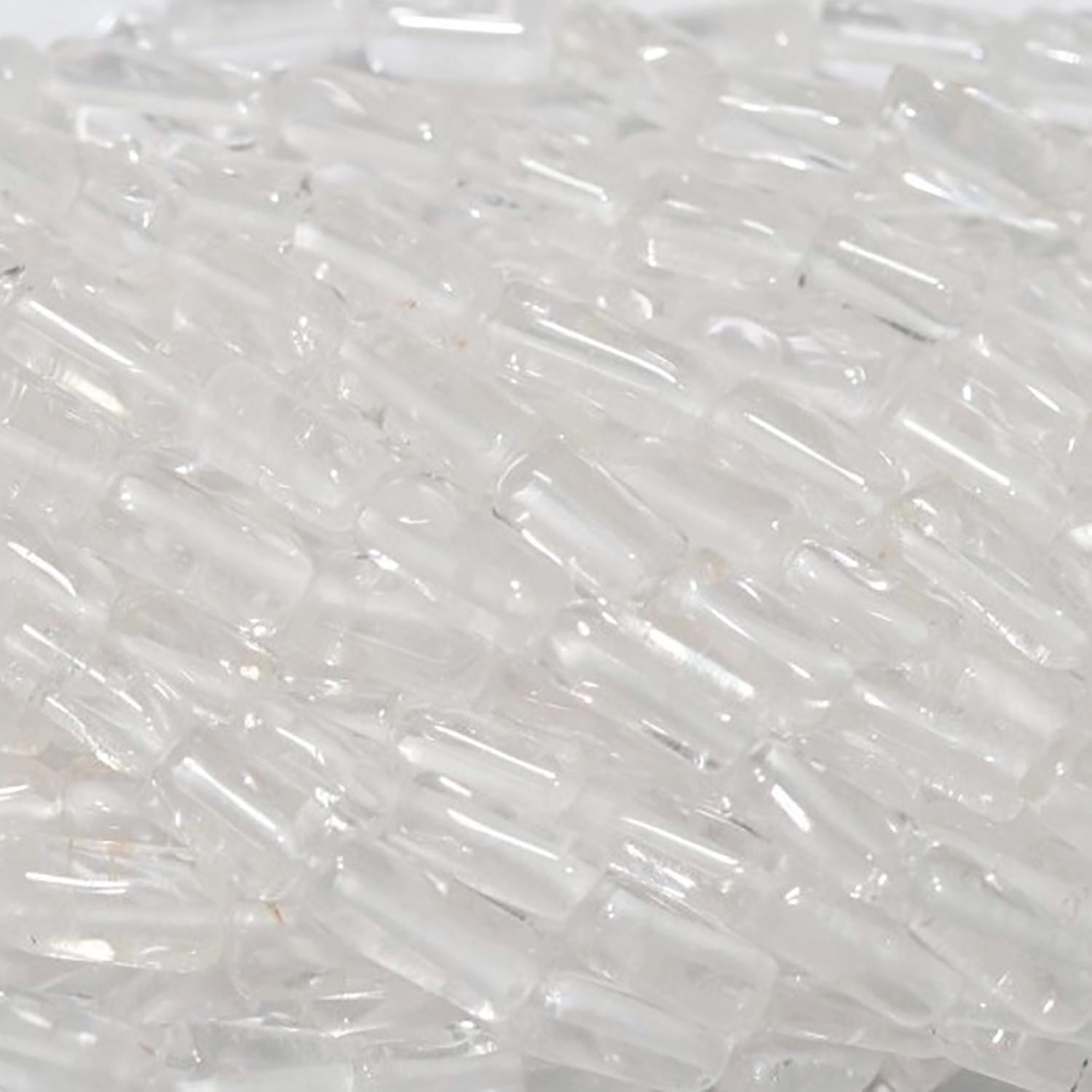 Perles tubulaires lisses en cristal de roche St 14" (environ 9 x 5 mm) - Longueur du brin : 37 cm