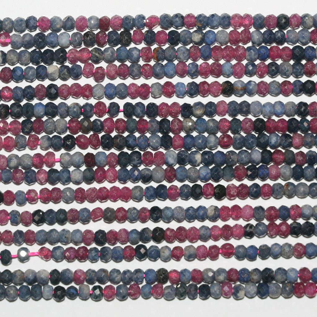 Perles rondelles à facettes rubis-saphir St 14" 3x2mm.-Rig 38cm.