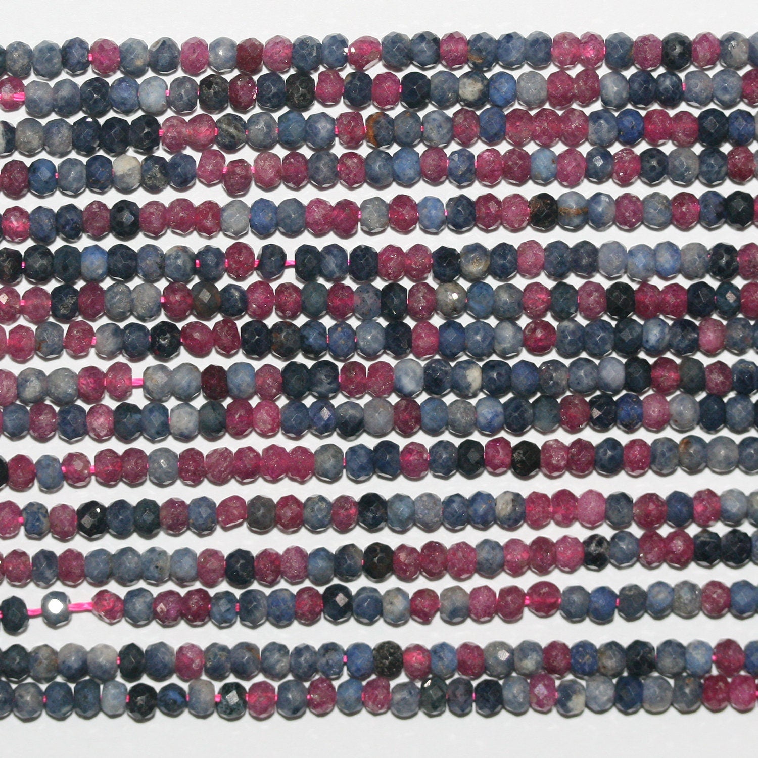 Perles rondelles à facettes rubis-saphir St 14" 3x2mm.-Rig 38cm.