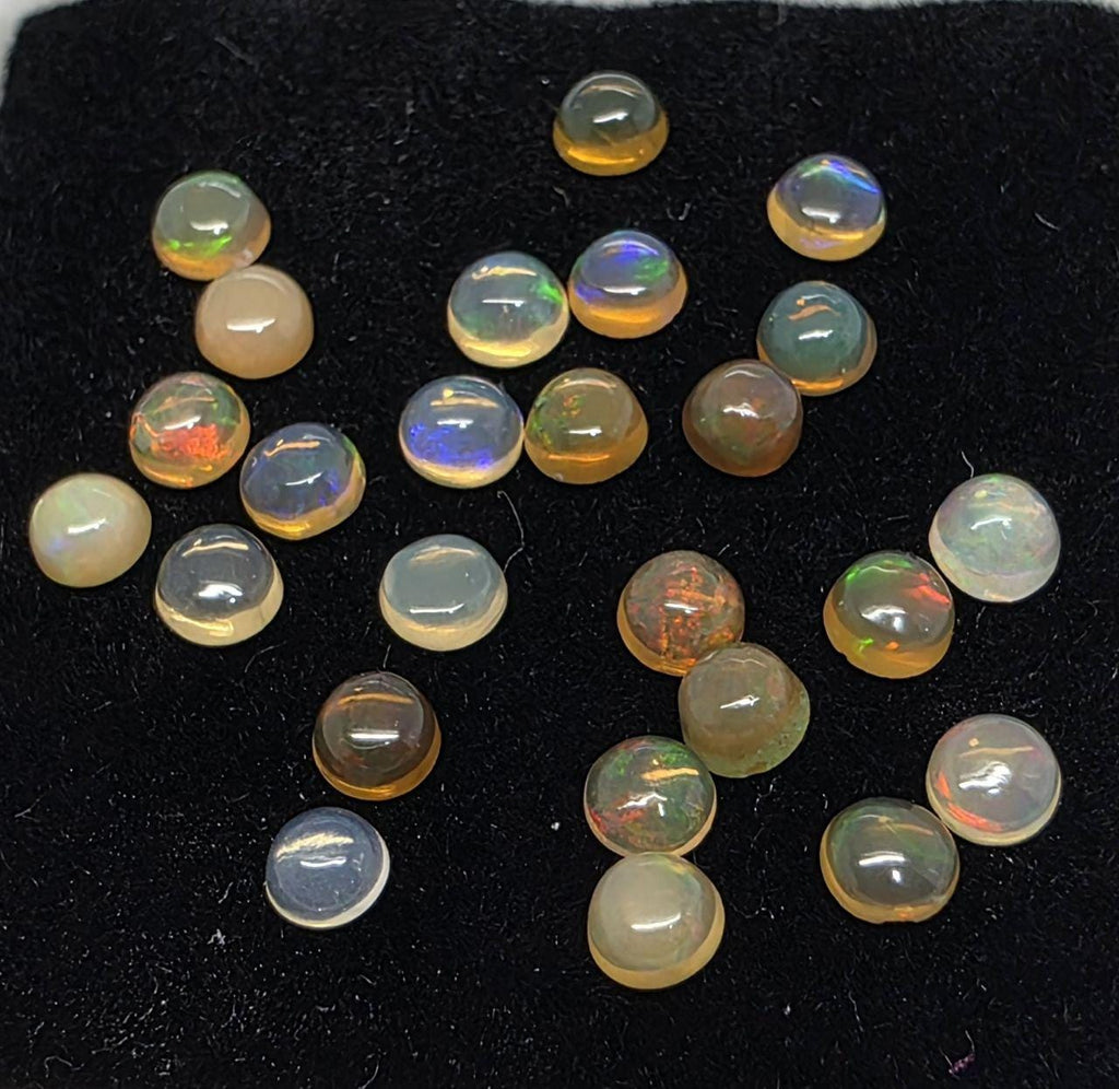 Ethiopian Opal Lot Round Cabochon 3mm. (25pcs)  -Gemstone Parcels-Loose Stones Wholesale Price