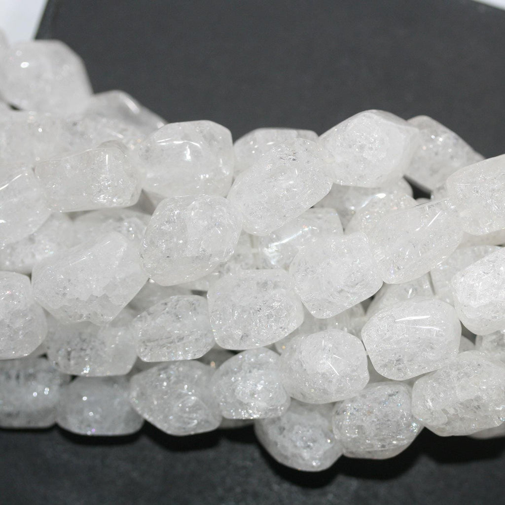 Perles de quartz cristal de roche facettées et craquelées, 15 pouces (environ 39 cm), longueur 39 cm (39 cm).