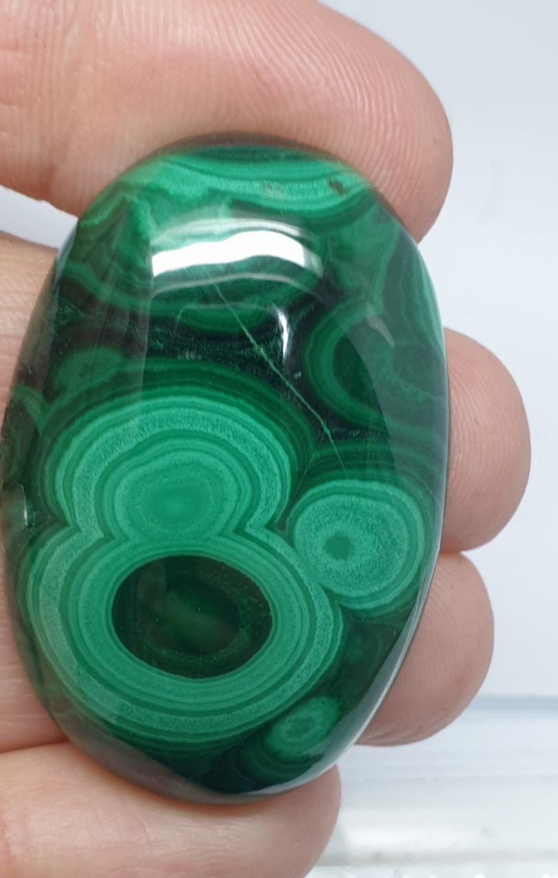 Big AAA Genuine  Malachite Oval Cabochon  42.6x28mm From Zaire  - Gemstone Natural- 123.4 cts