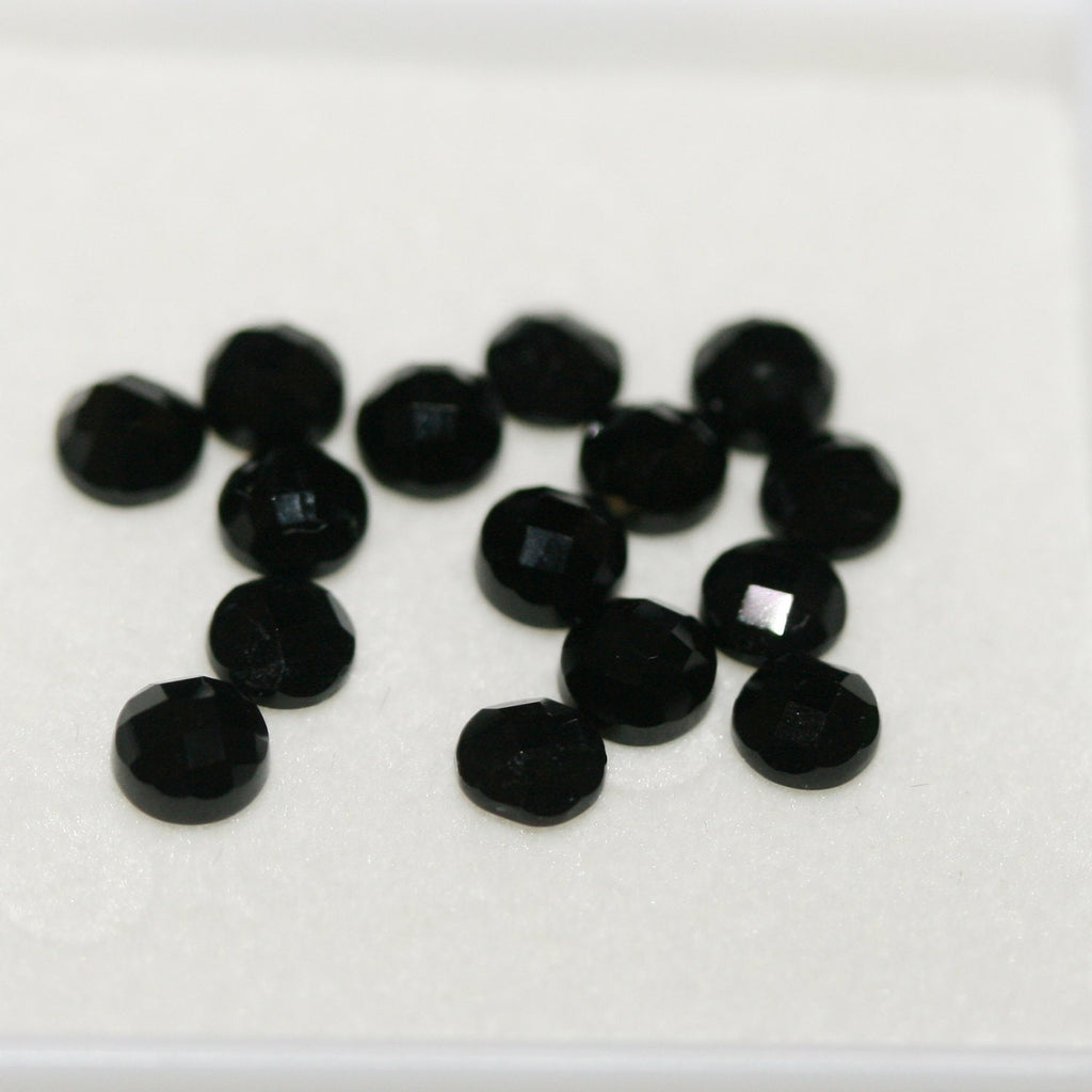 Lot de 15 cabochons ronds à facettes en onyx de 5 mm (15 pièces)