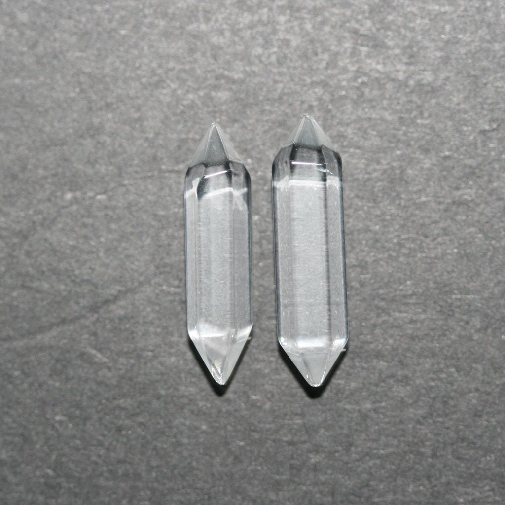 Colgante de Cristal de Roca Punta Facetada Sin Taladro (1 Par) 17x4mm.- Ref.14821