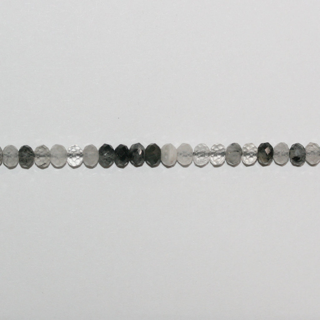 Perles rondelles à facettes en quartz tourmaliné St 15" 5x3mm.-Rig 39cm.