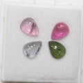 Tourmaline Lot Drop Cabochons 7x5mm.-(4pcs)  -Gemstone Parcels-Loose Stones Wholesale Price-Natural Gems