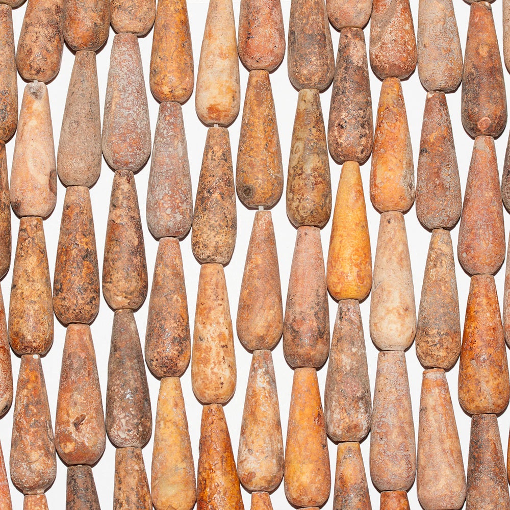 14" St Brown Agate Matte Finish Smooth Drop Beads 25x8mm. Strand 38 cm