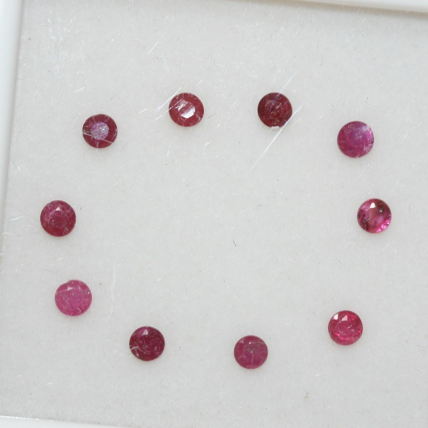10 Pcs Ruby Faceted Round Lot 3mm.(10 pcs)