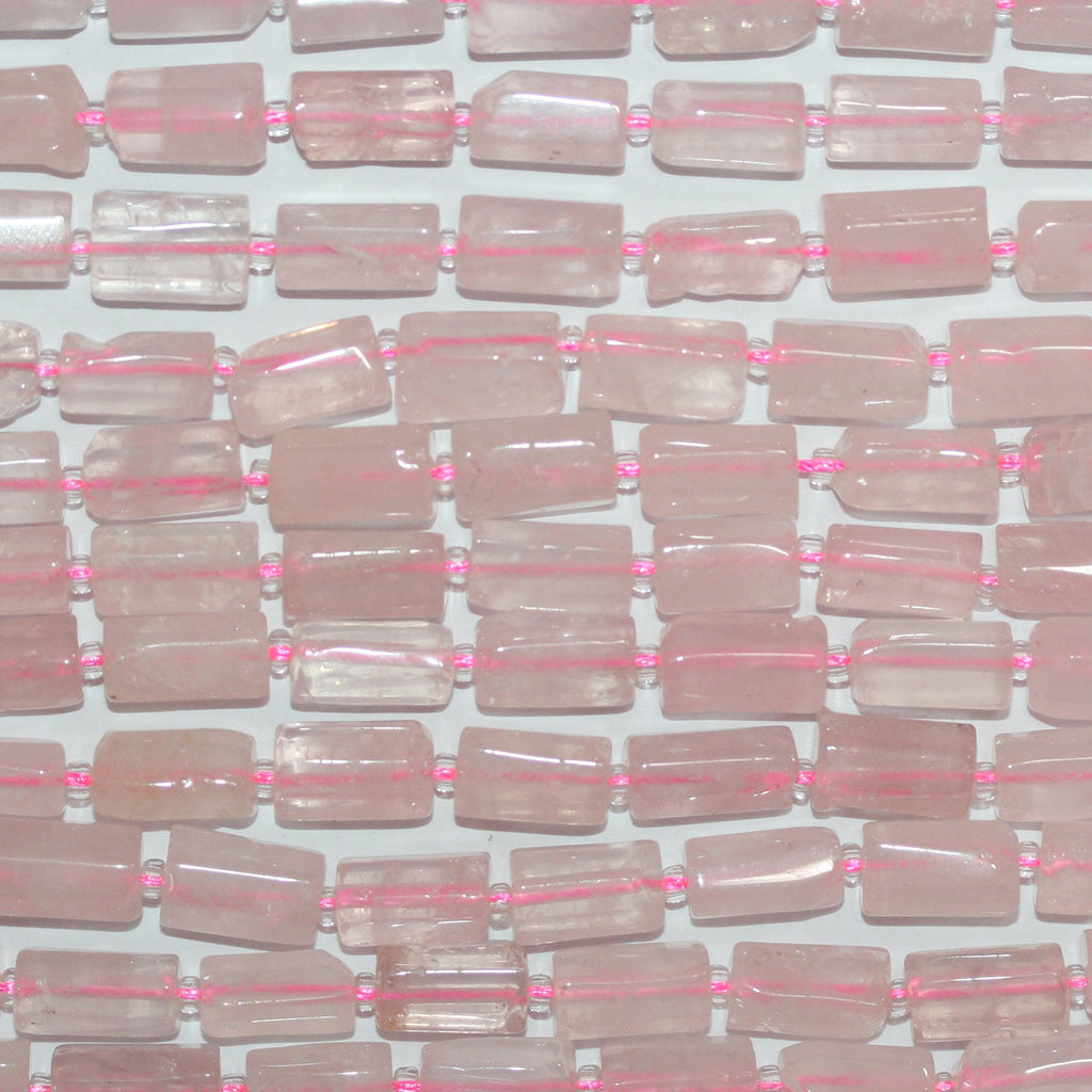 Cuentas de cuarzo rosa de 40 cm (16"), barril liso, 12 x 6 mm. Aprox. - Tira de 40 cm.