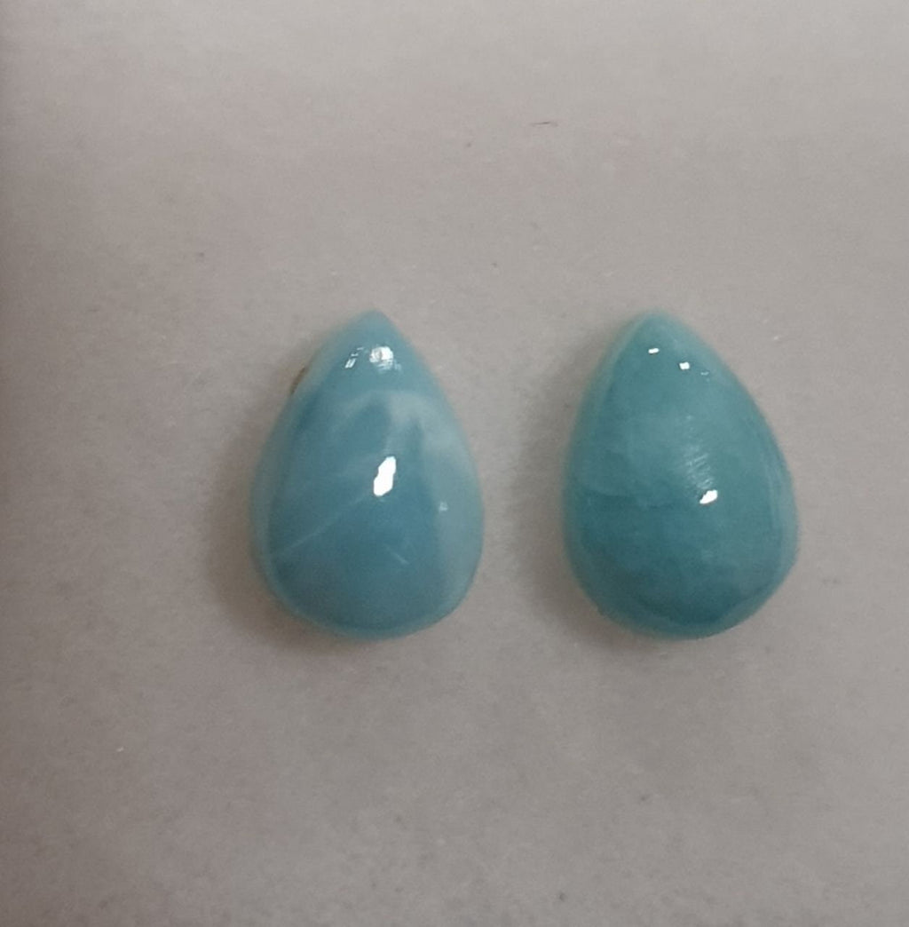 Larimar Pair Drop Cabochon 7x5mm.-(2Pcs)-Naturall Gems