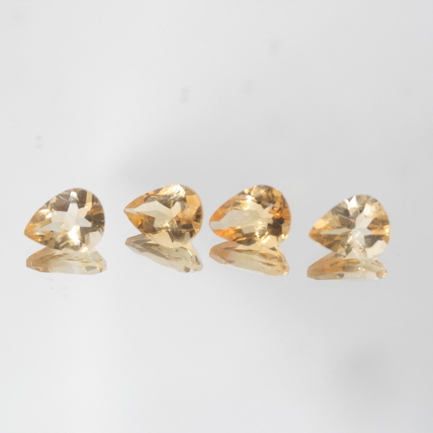 Lote de 4 piezas de citrino facetado gota 9x6 mm. (4 piezas).