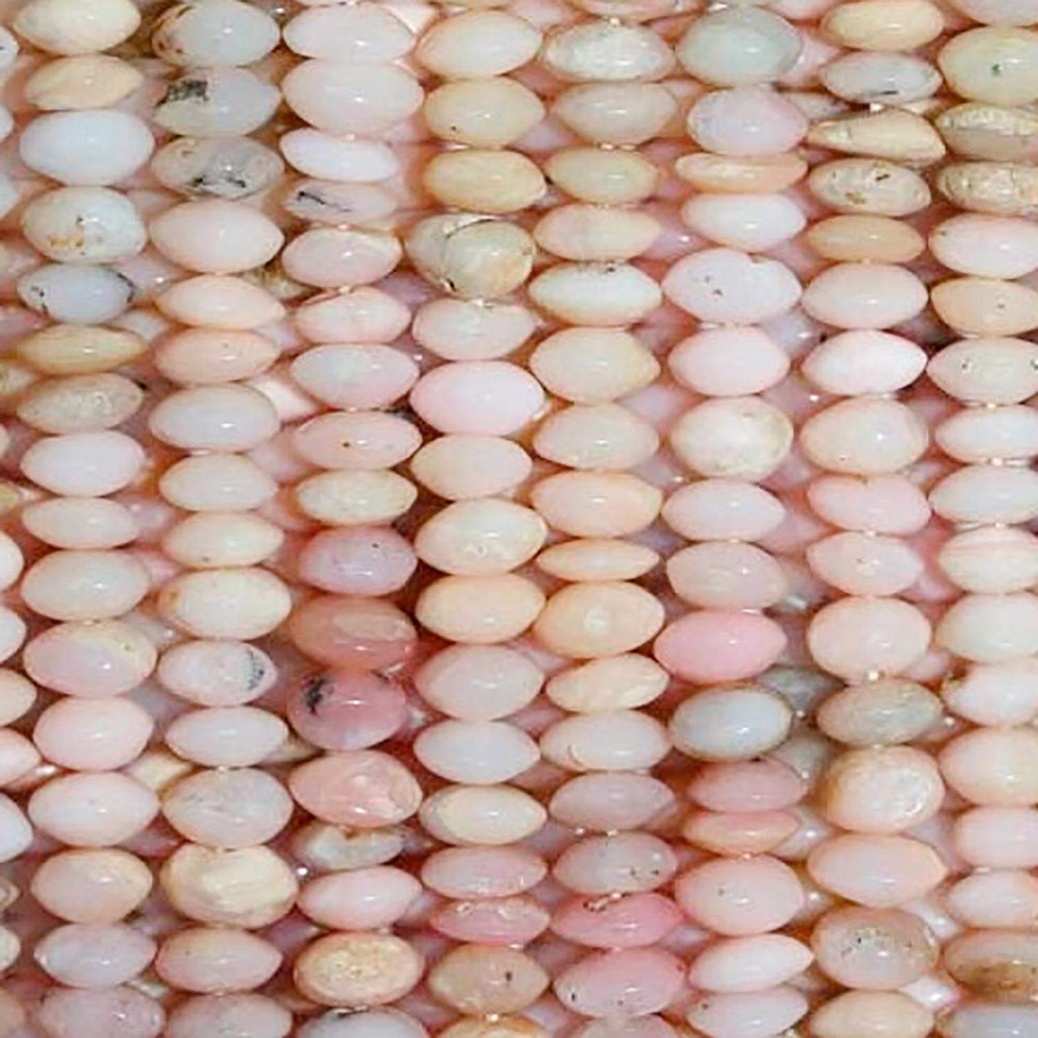 Perles rondelles lisses en opale rose, 14 pouces (environ 38 cm), 6 x 4 mm. Longueur du fil : 38 cm.