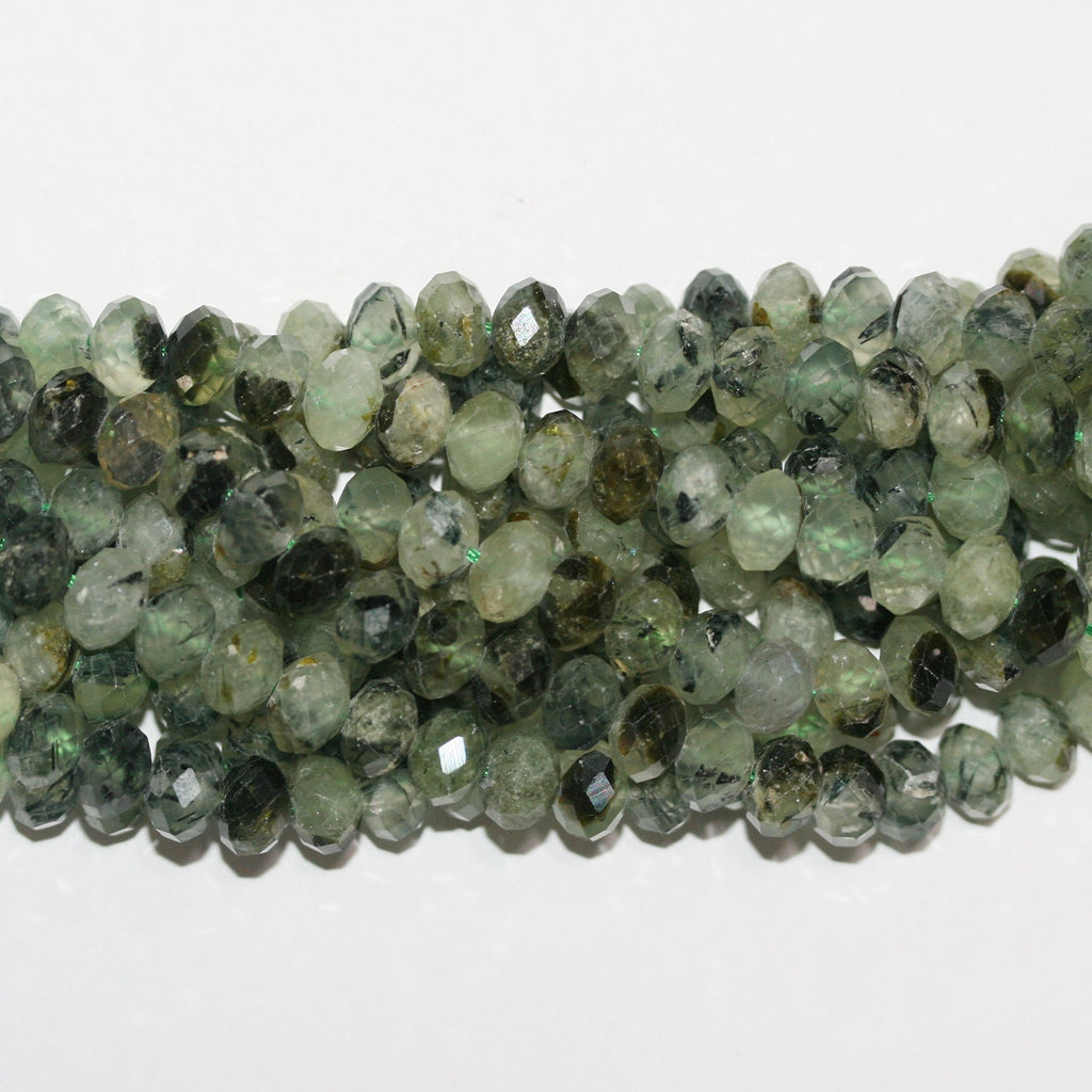 Perles rondelles à facettes en stréhnite 15" 8x5mm.- Brin 39cm.