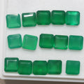 Lot de 15 pierres d'onix vert facettées carrées de 6 mm. - Pierres précieuses de qualité supérieure, vente en gros.