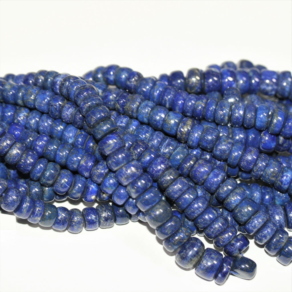Cuentas redondas lisas graduadas de lapislázuli de 17", 8 x 4-12 x 7 mm, hilo de 42 cm.