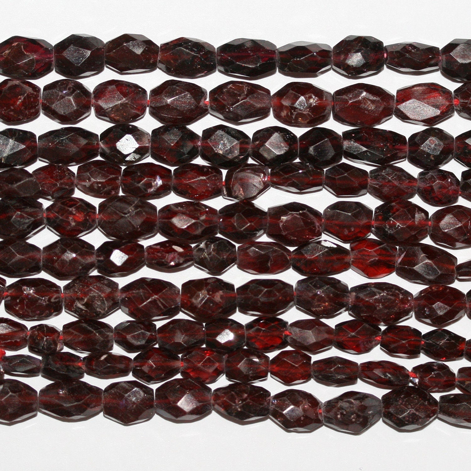 14" St Garnet Faceted Brick Prism Beads 8x6mm.Approx.-Strand 38cm