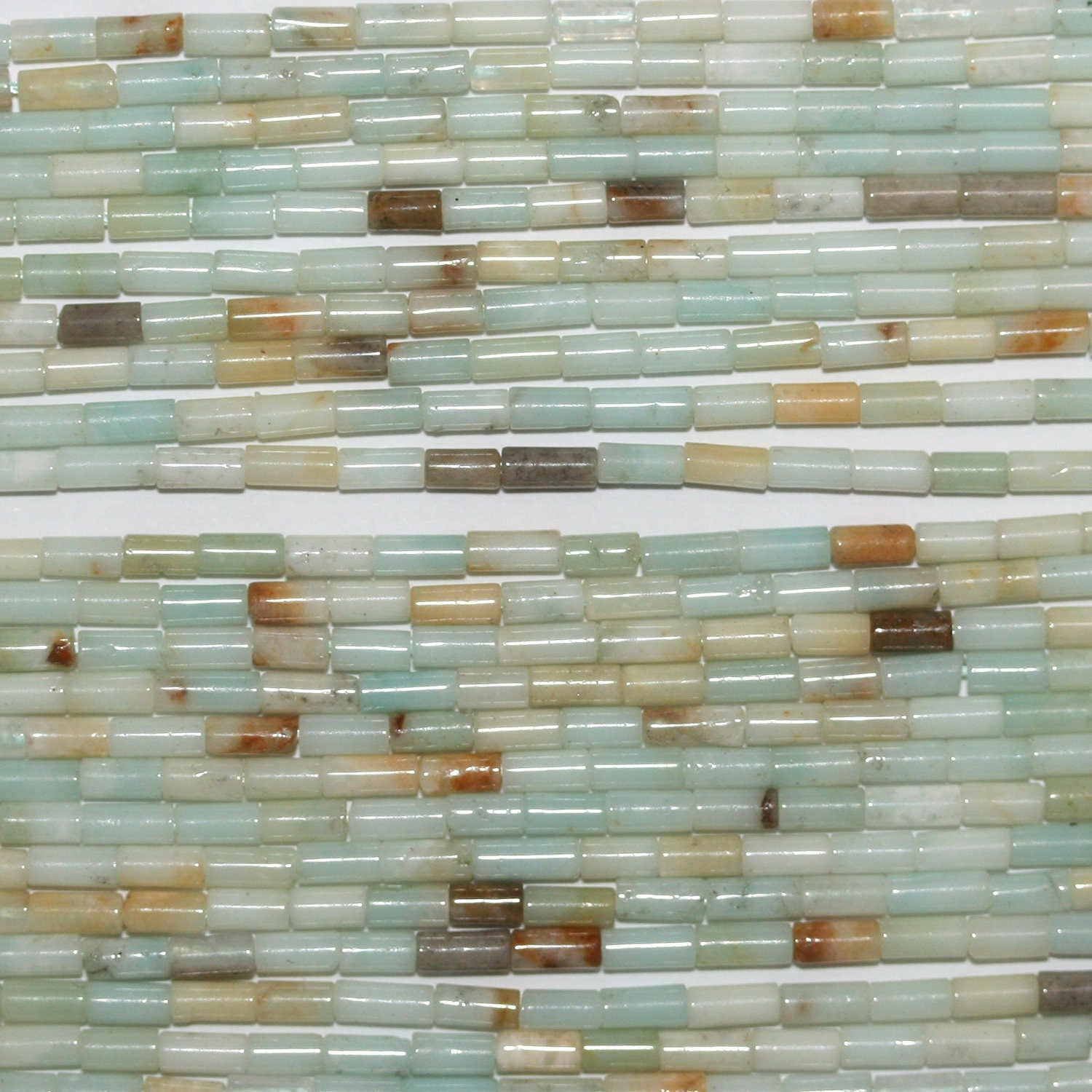 Perles tubulaires lisses en amazonite St 15" 4x2mm.-Rig 39cm.