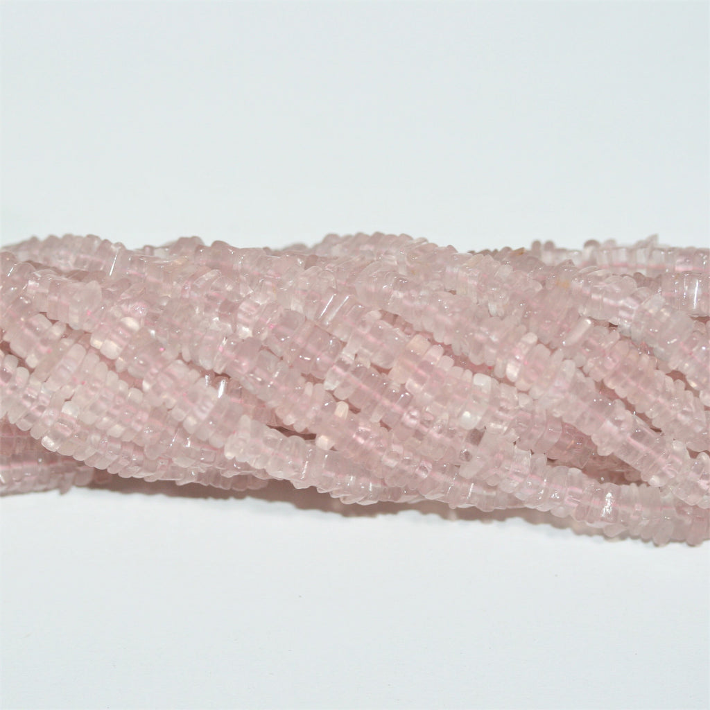 Cuentas cuadradas planas y lisas de cuarzo rosa de 40 cm (16"), 4,5 x 2 mm (tira de 40 cm)